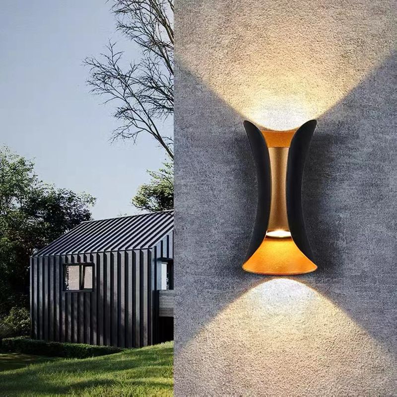 Modern Style Curl Shape Wall Sconce Metal 2 Light Sconces for Outdoor