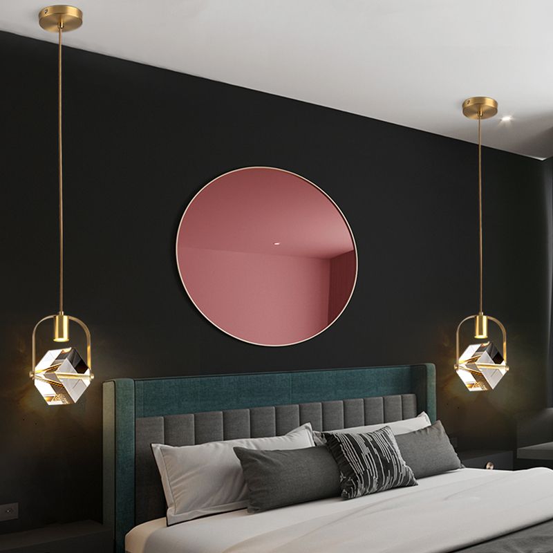 Géométrie Shape Crystal Pendante Light Modern Style Single Light Lampe suspendue en or