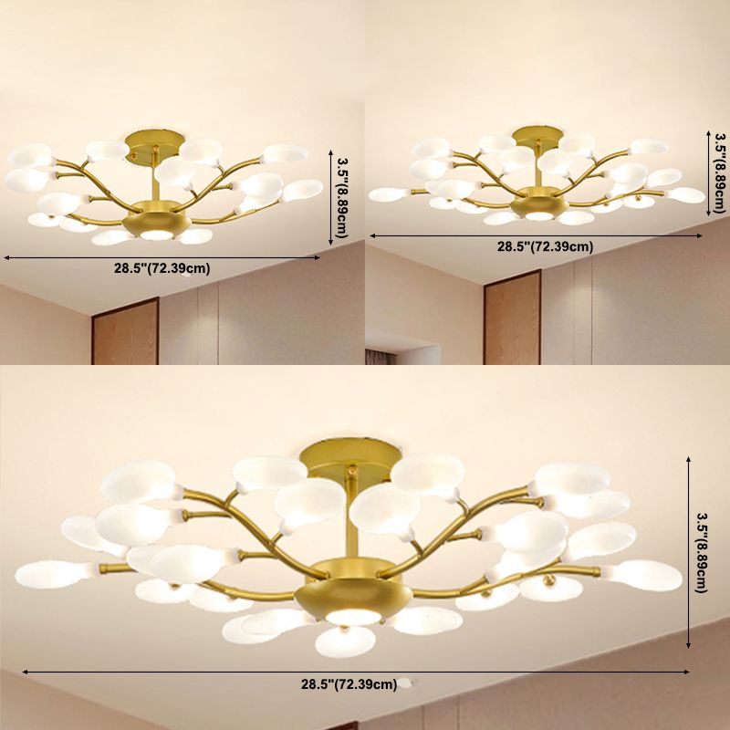 Goldzweig Kronleuchter modernistischer Metall und Acryldecker Kronleuchter für Wohnzimmer