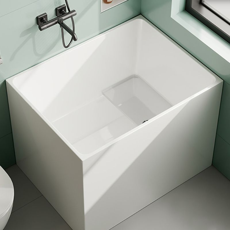 Modern Rectangle White Bathtub Acrylic Back to Wall with Drain Bath Tub