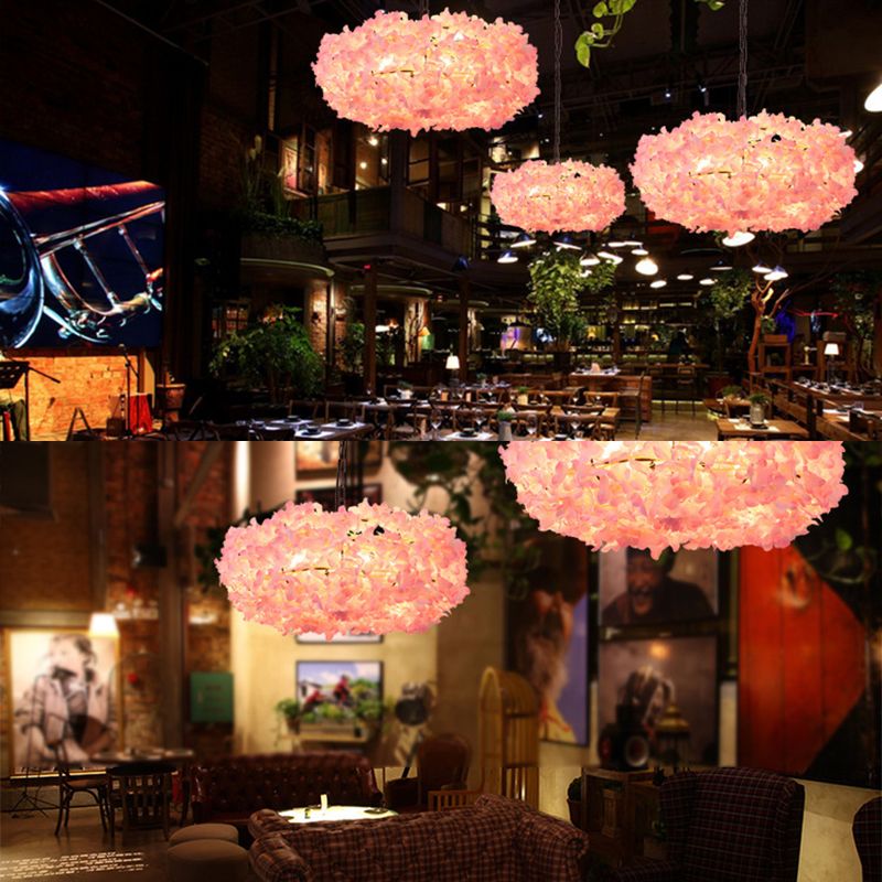 3-lichts moderne stijl bloemen hangen licht roze creatieve verlichting hanger voor coffeeshop