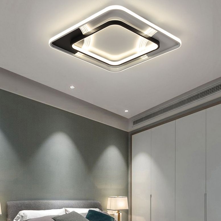 Plafonnier LED minimaliste plafonnier géométrique noir et blanc avec abat-jour en acrylique