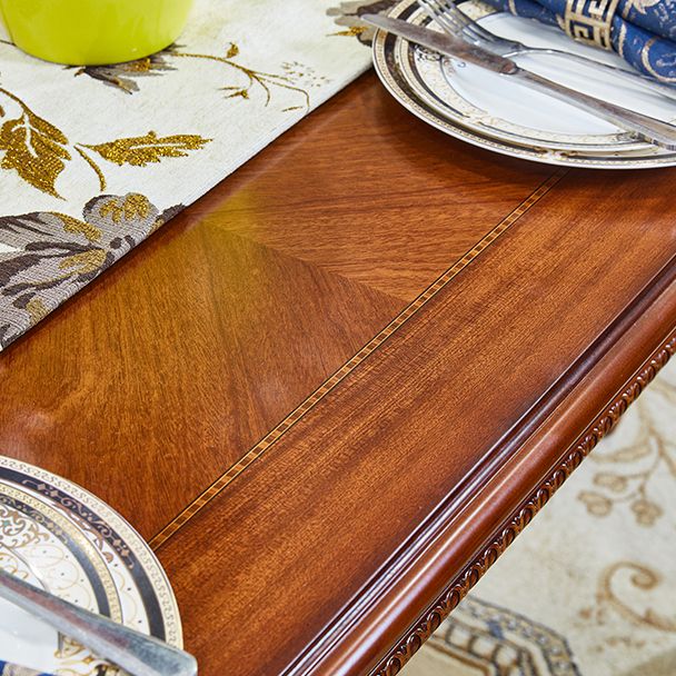 Table à manger moderne de forme rectangulaire Tableau brun à tons bruns avec 4 jambes