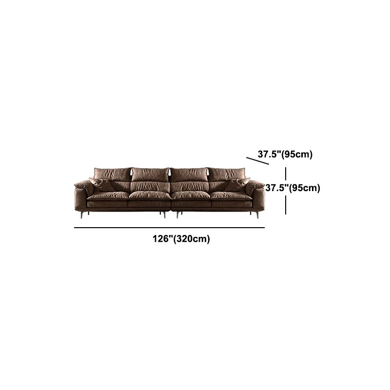 Fabric Pillow Top Arm Sectional Sofa 37.4"High Cushion Back Sofa,Brown