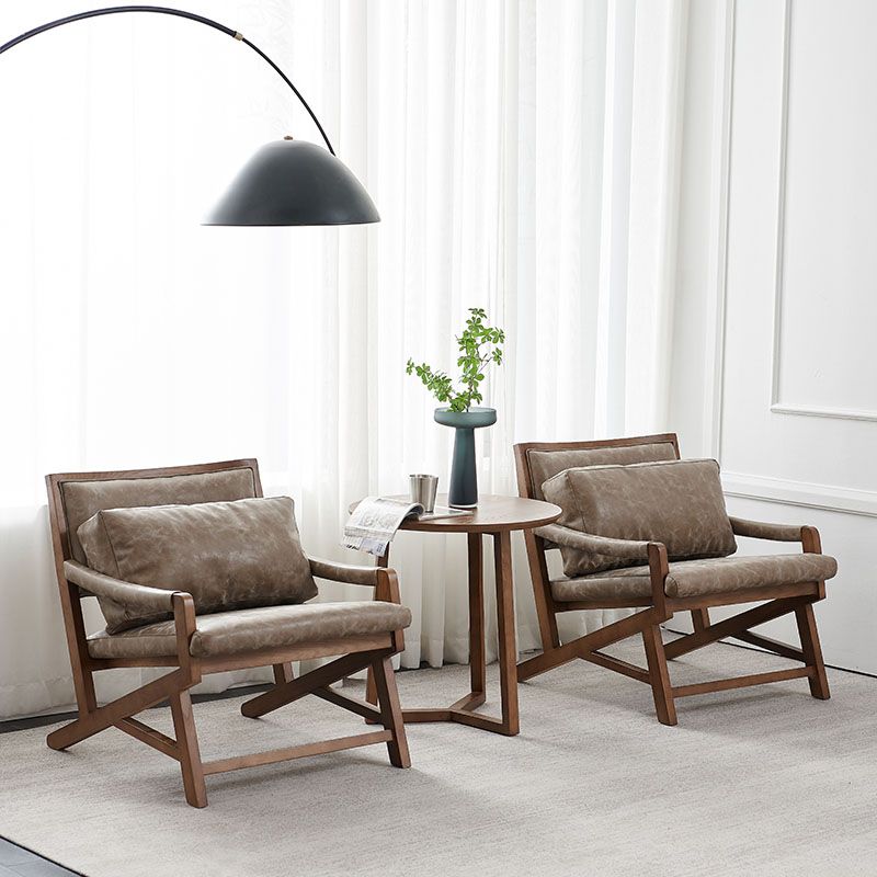 Traditional Style Kitchen Dining Chair Dining Arm Side Chair with Wooden Legs