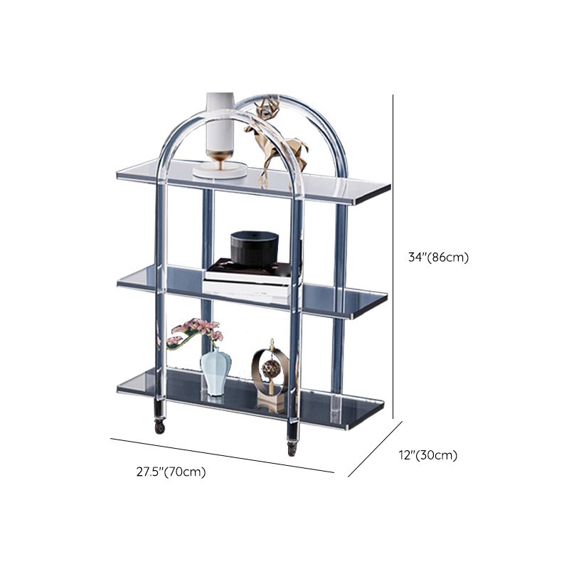 Contemporary Clear Acrylic Sofa Side Accent Table 4 Legs End Table with Storage Shelves