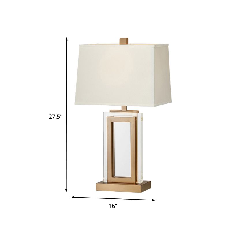 1 tête de barre trapézoïde lumière lumière moderne tissu petit de bureau lampe en or pour le chevet