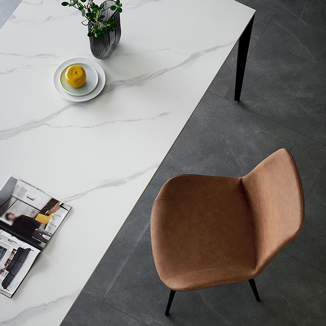 Contemporary Rectangle Shape White Dining Set Sintered Stone Standard Dining Set for Kitchen