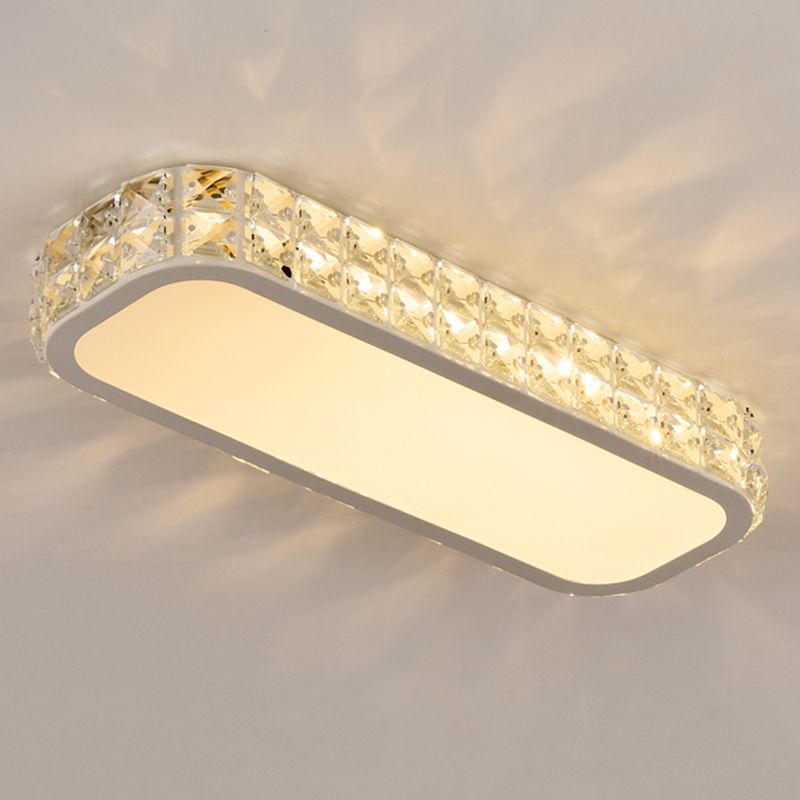 Rounded Rectangle Corridor Flush Light Crystal Artistic LED Flush Ceiling Light Fixture
