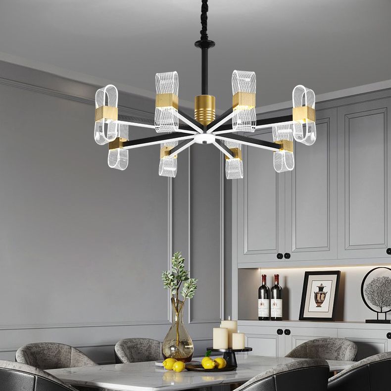 Modern LED Hanging Chandelier Clear Acrylic Shade for Living Room Dining Room