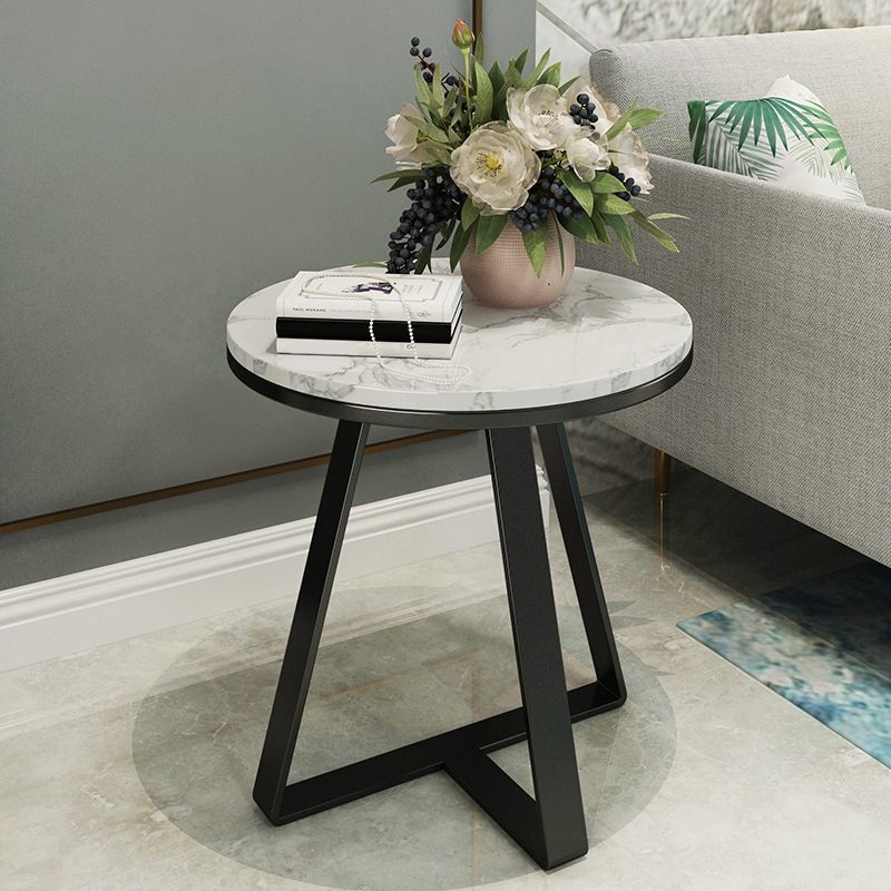 Round Marble End Table Set Glam Dia 19.7-In Sofa Side Accent Table