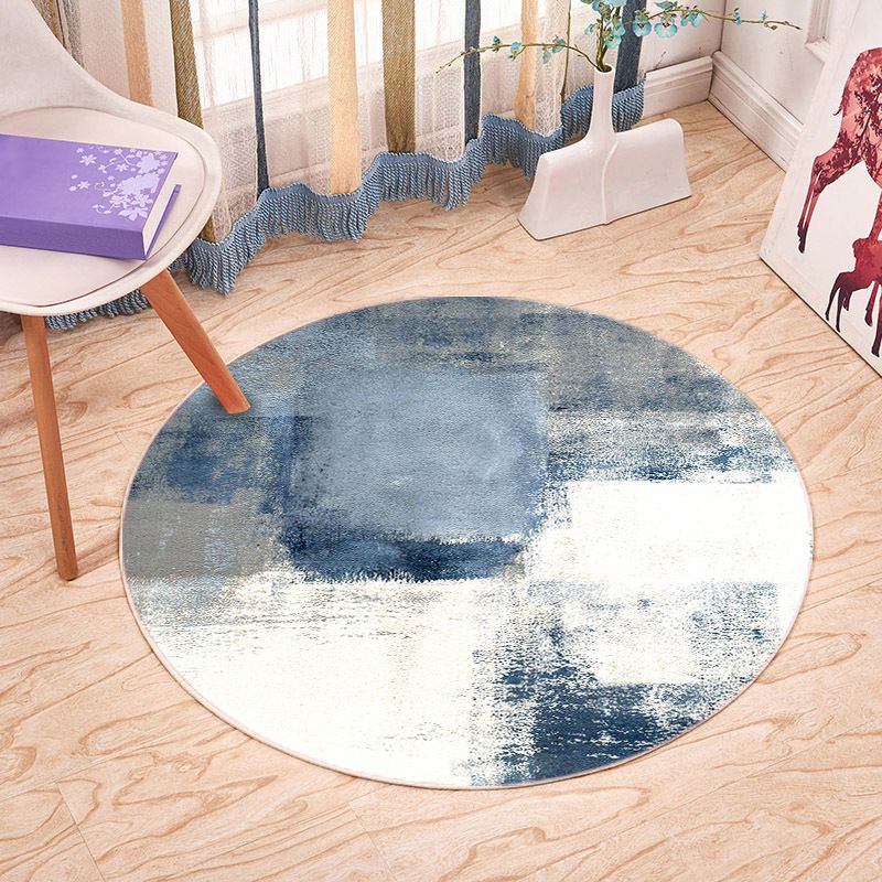 White Irregular Geometry Rug Polyester Simple Rug Washable Rug for Home Decor
