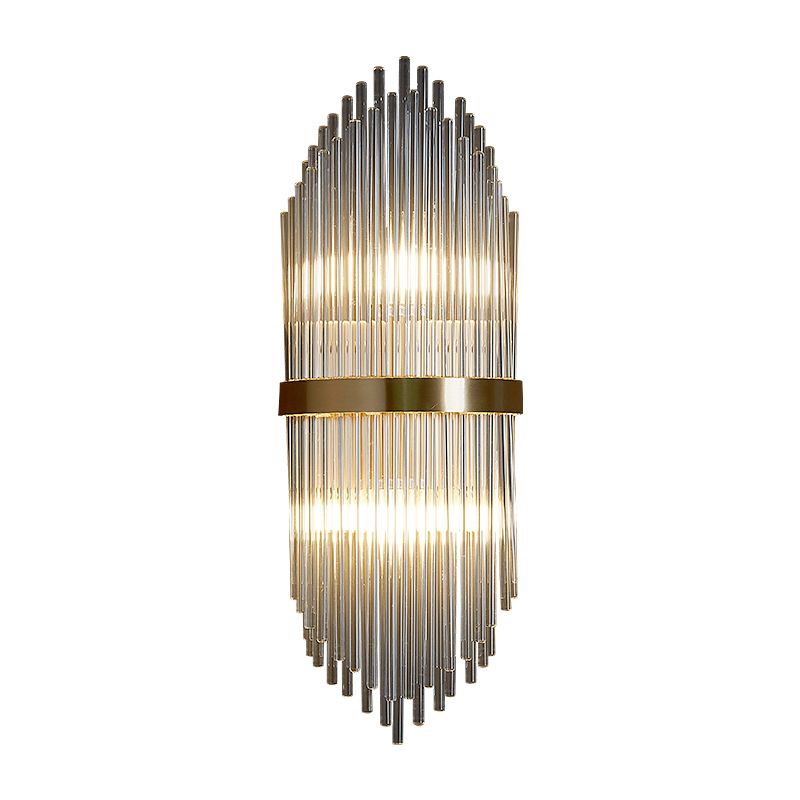 2-Light Geometric Wall Lamp Modern Crystal Sconce Light for Living Room