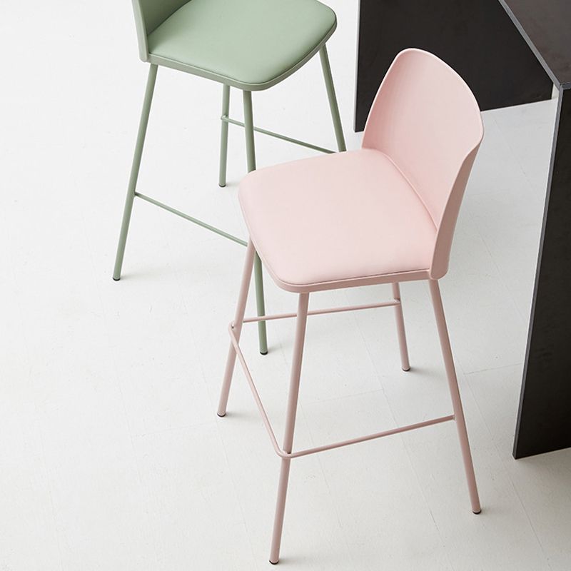 Contemporary Upholstered Low Back Plastic Bar Stools with Metal Base