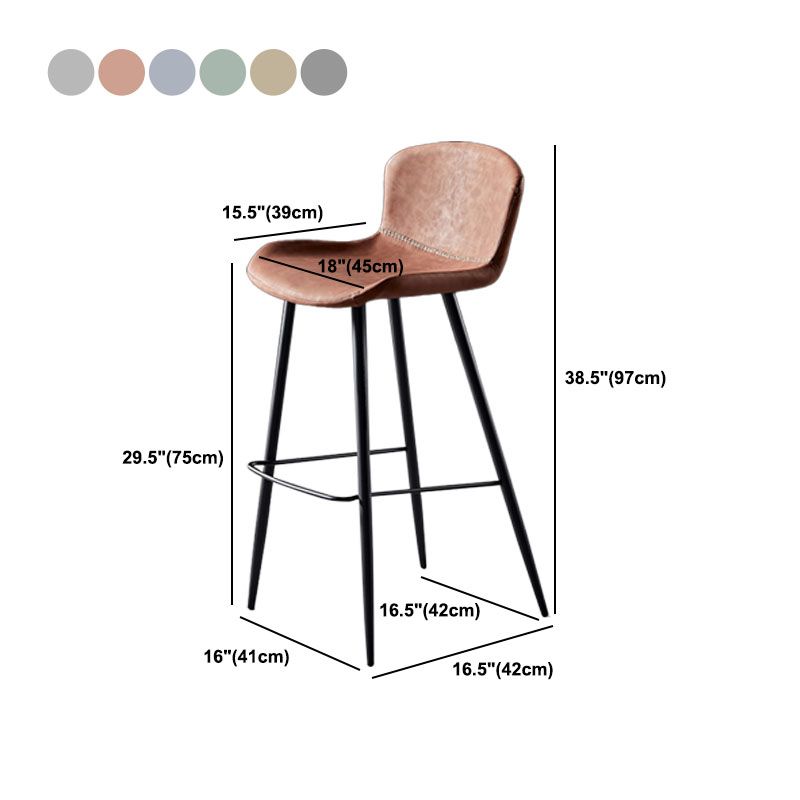 Scandinavian Bucket Backless Stool Leather Upholstered Counter Stool