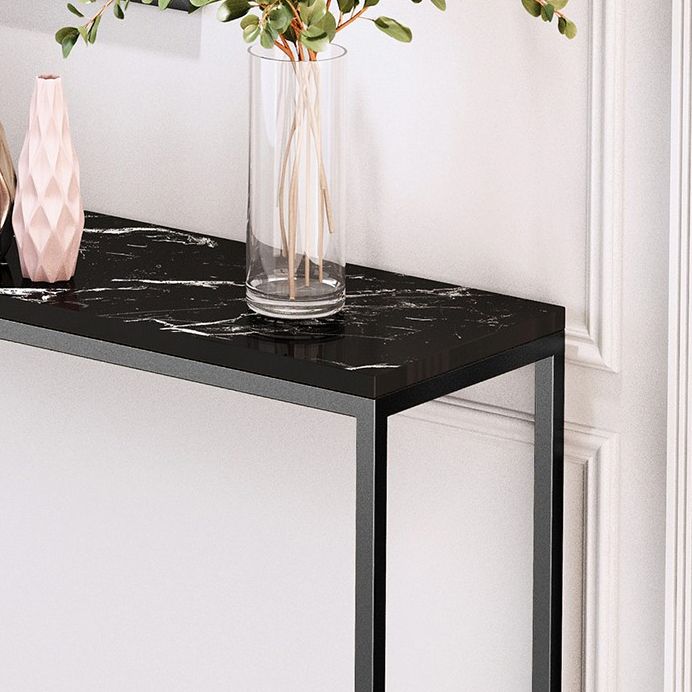 11" W Contemporary Console Table Stone Rectangle Accent Table
