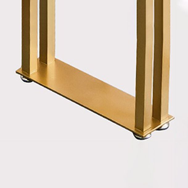 Glam Pub Table with Gold Metal Sled Rectangle Solid Wood Top Bar Table