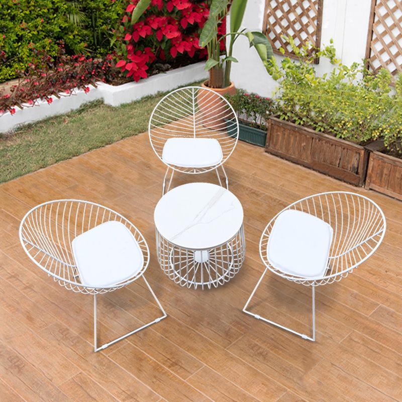 Metal Black/White Outdoors Dining Chairs Open Back Armed Chairs