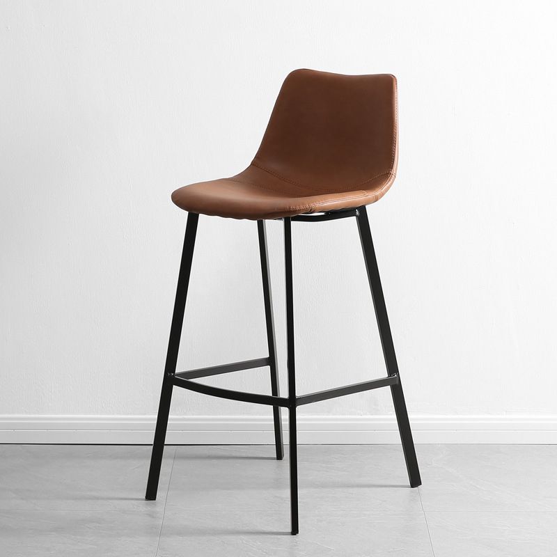 Contemporary Leather Bar Height Stool Metal Base Bar Stool for Living Room