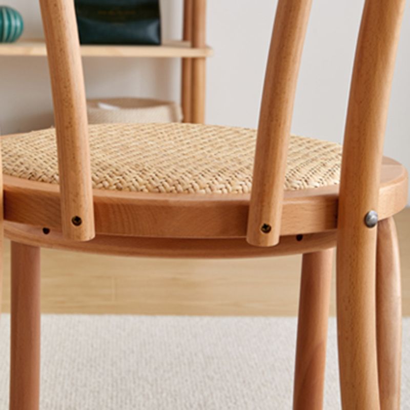 Tropische stijl hout dineren armloze stoel rattan patio eetstoel stoel