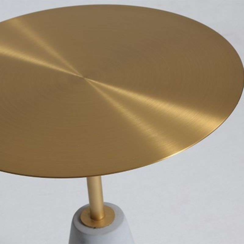 Medieval Modern Style Round Metal Table and Stone Pedestal Base Side Table