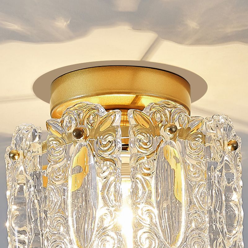 Plafonnier semi-encastré pour balcon, éclairage moderne en verre, montage au plafond, doré
