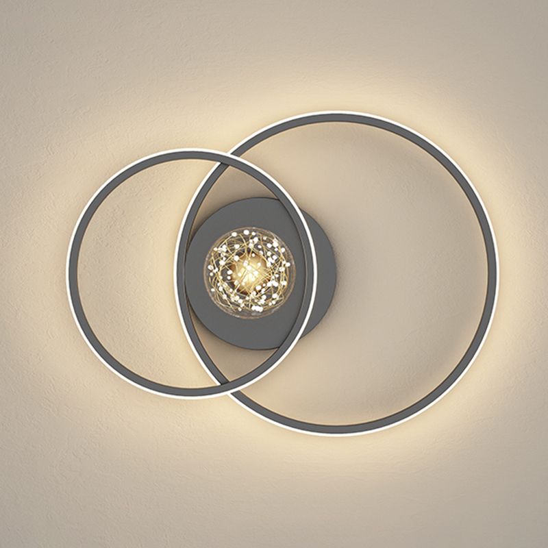 Modern Minimalist Style Rounded Flush Mount Ceiling Chandelier Metal Flush Mount Light Fixtures