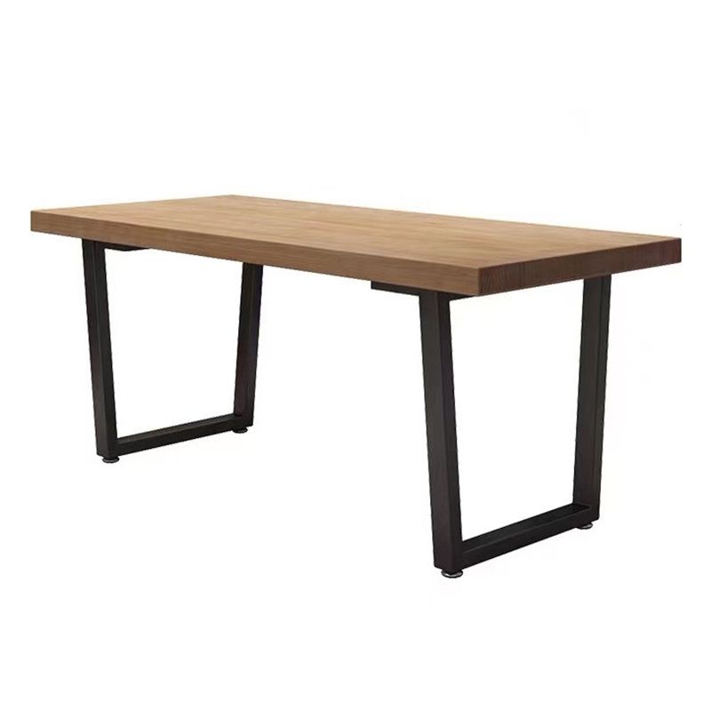 Table à manger en bois massif en pin industriel table rectangle marron avec base de traîneau pour salle à manger