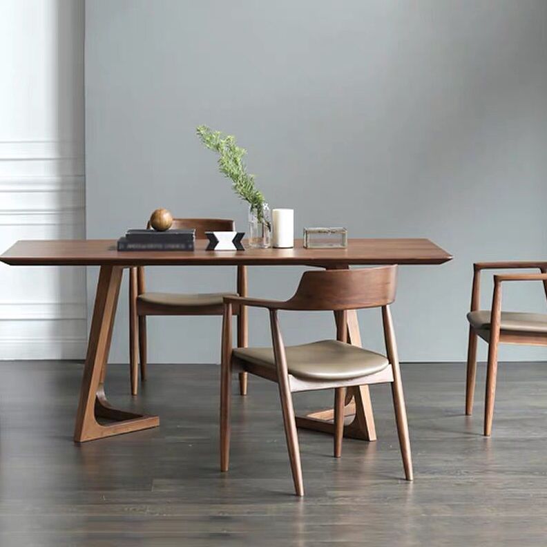 Rechteck minimalistische Esstisch Holzfarbe fester Tisch aus massivem Holz