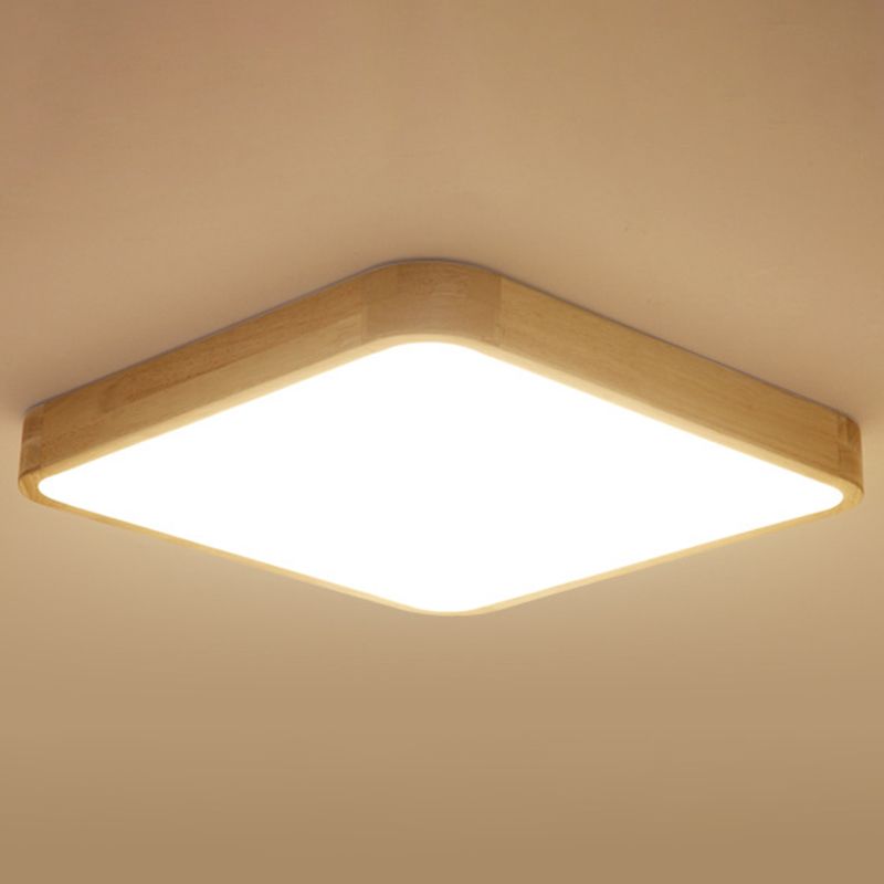 1-Light Wood Ceiling Light Fixtures Modern Style Geometric Semi Flush Mount Lighting