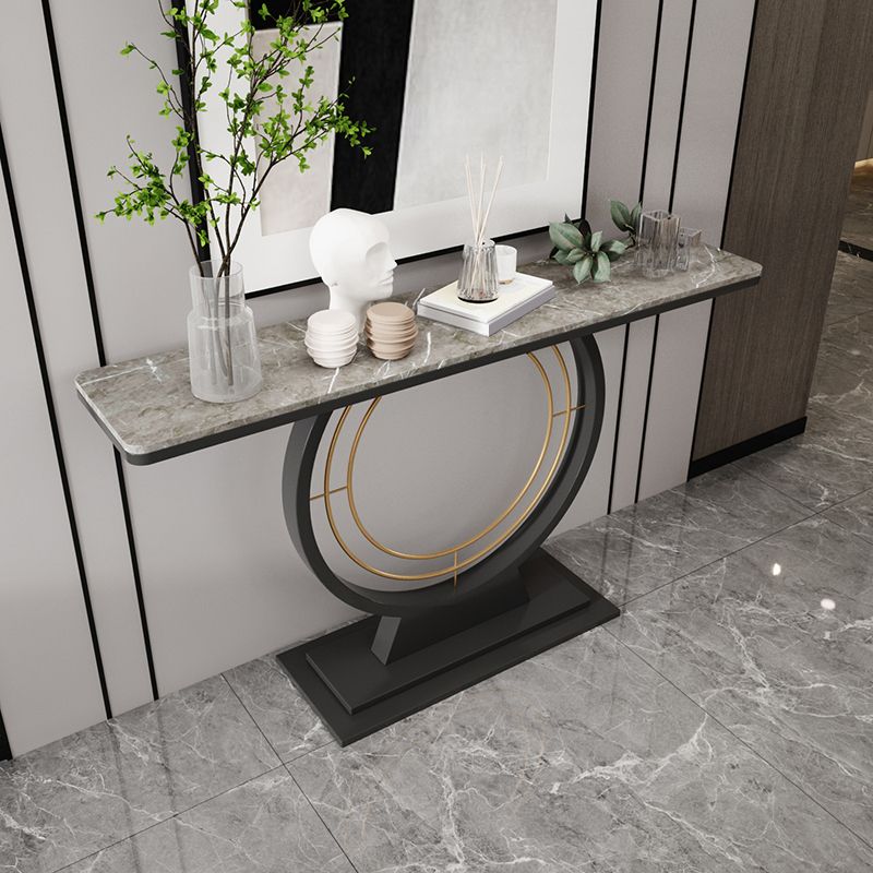 Modern Rectangle Console Accent Table Antique Finish Console Sofa Table in Stone