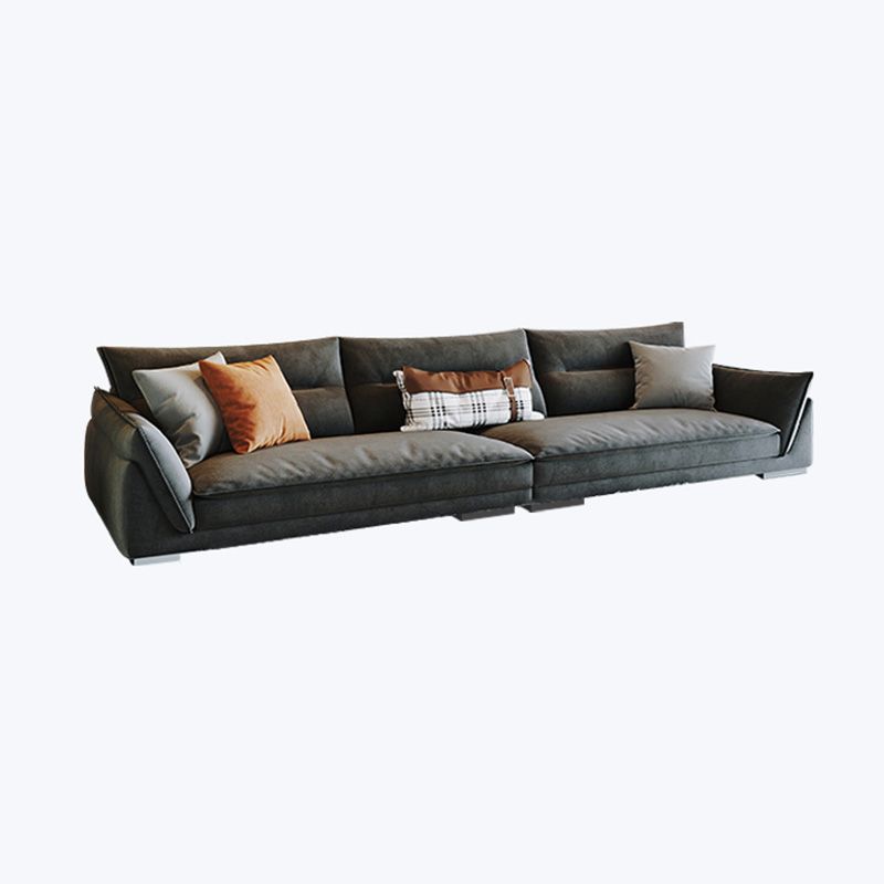 Stationary Living Room Pillow Top Arm Standard Cushions Dark Gray Settee