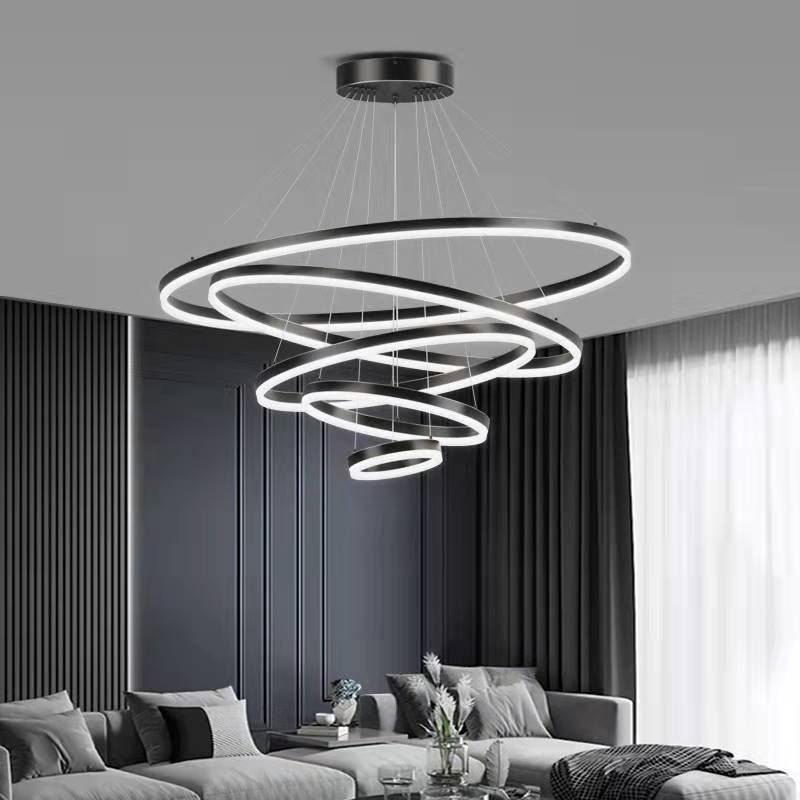 Black Multi-Tier Chandelier Lighting Fixture Modern Chandelier Pendant Light for Bedroom