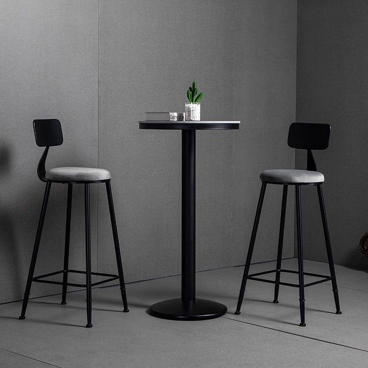 1/3 Pieces Industrial Iron Bar Table Set Round Bistro Set with Grey Stone Top