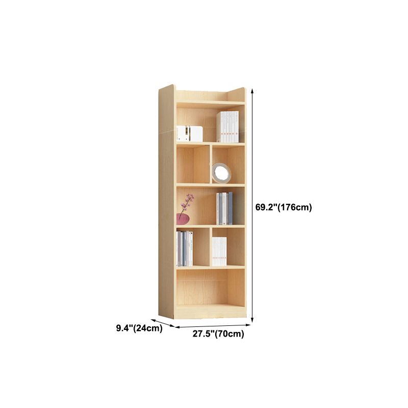 Contemporary Wooden Vertical Book Shelf Closed Back Brown Shelf Bookcase for Study Room