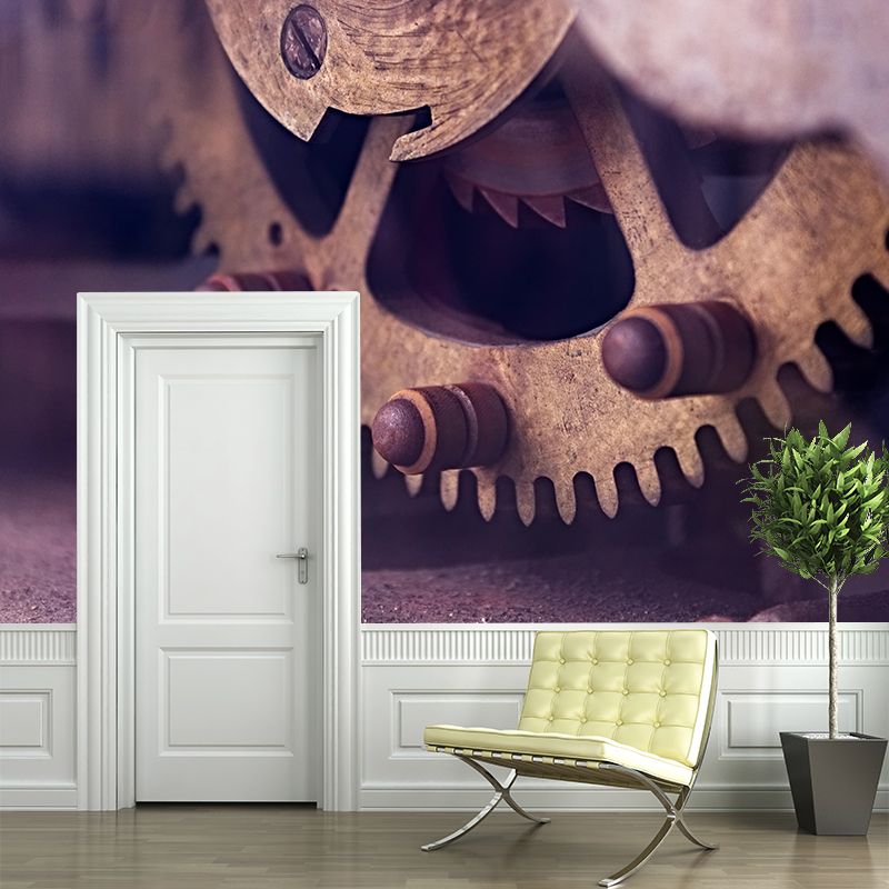 Metal Gear Wall Mural Wallpaper Mildew Resistant Wall Covering for Decoration