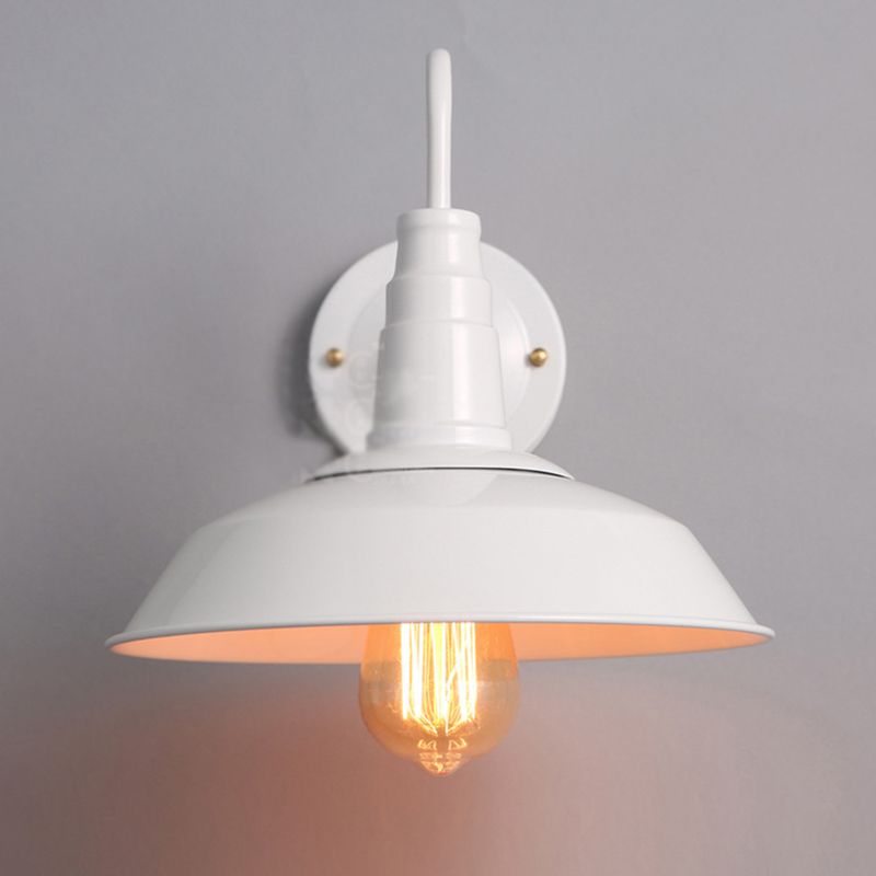 Retro Industrial Style Wall Sconce with Dome Shade Metal Gooseneck Arm Wall Light for Restaurant