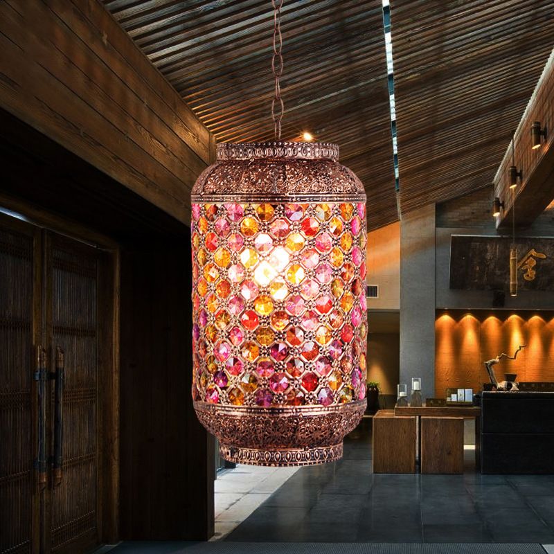 Single scavato ellisse a sospensione boemia rame lampada a sospensione a 1 luci per soggiorno