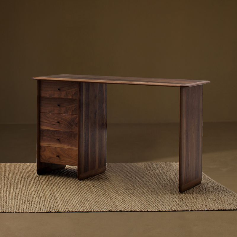 Modern Rectangle Wood Bar Table Wood Base with Lockers for Dining Room