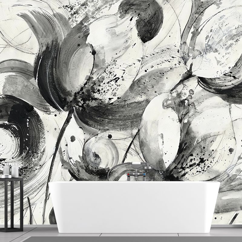 Stain-Resistant Non-Woven Mural Wallpaper Traditional Lotus Wall Art for Living Room