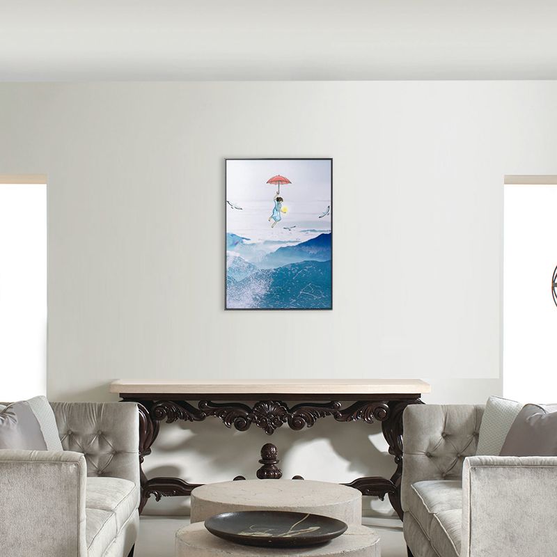 Colossal Sea and Kid Painting for Children Bedroom in Blue, Multiple Sizes Options