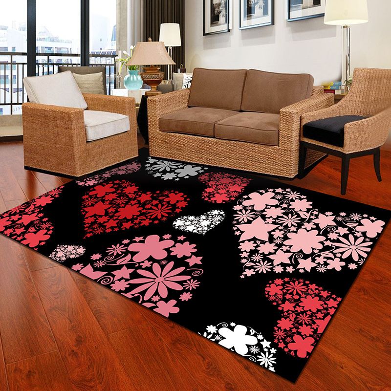 Multicolor Geometric Botanical Rug Synthetics Modern Carpet Stain Resistant Non-Slip Washable Rug for Home