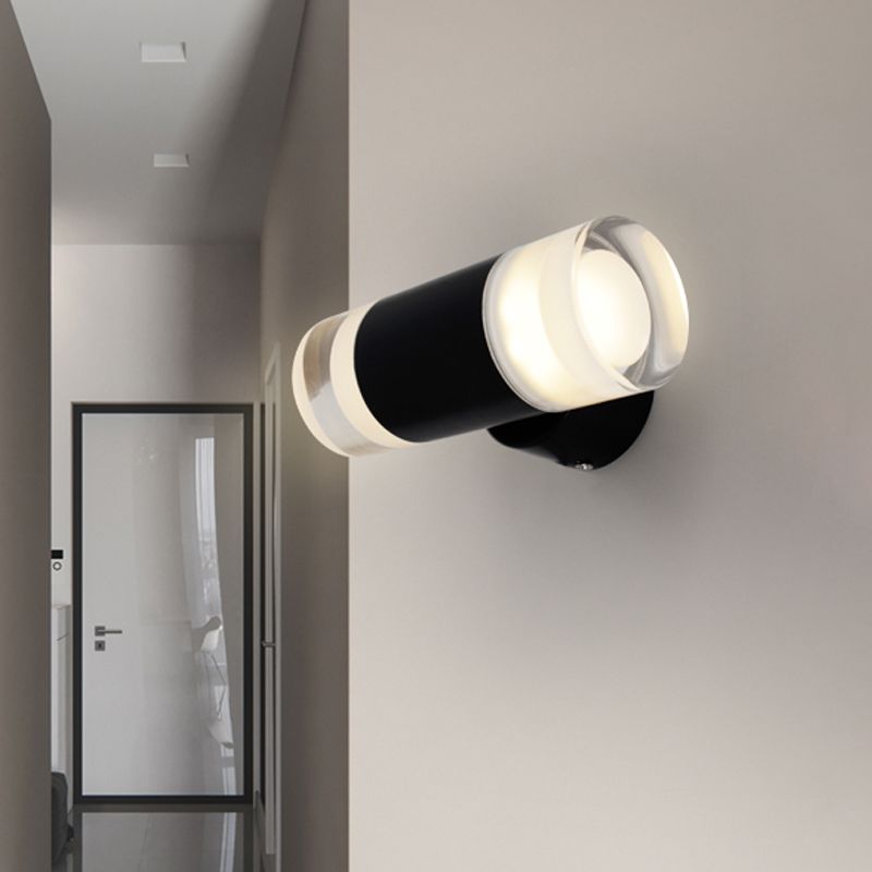 Metal Tube Sconce Minimalist 2 Heads Wall Mounted Light Fixture in Black for Living Room