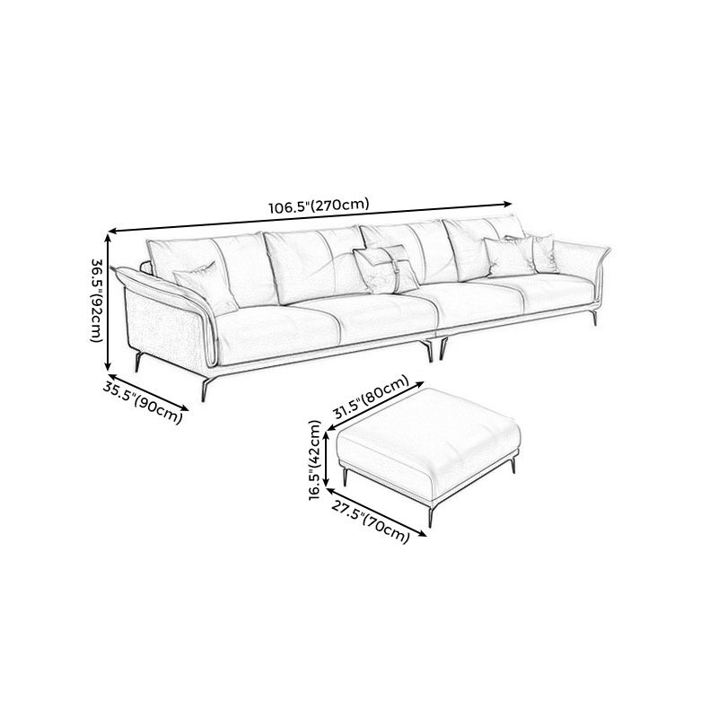 Light-grey Faux Leather Pillow Top Arm Sofa/Sectional with Stain-Resistant