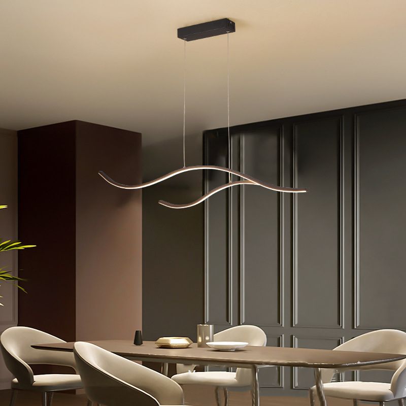 Linea ondata in stile nordico Led Light Minimalismo Metal Long Strip Apparecchiatura per sala da pranzo