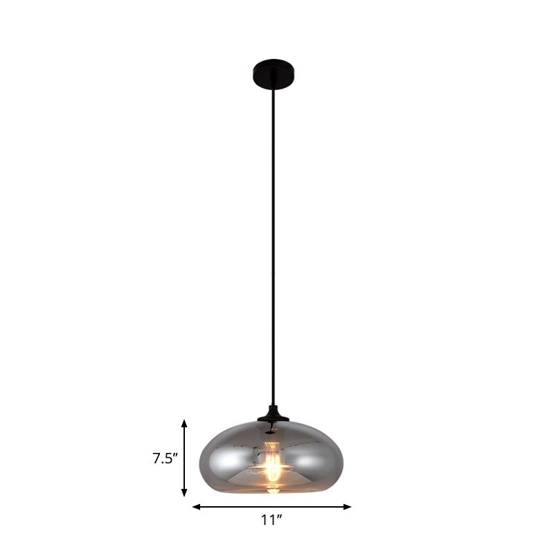 Mirror Glass Mini Pendant Light for Bar Cafe Glass 1 Head Modern Ceiling Hanging Light in Smoke Gray