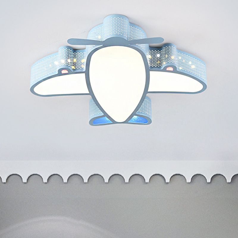 Acrylic and Metal Plane Flush Mount Light Boys Bedroom Cartoon Eye-Caring LED Ceiling Lamp