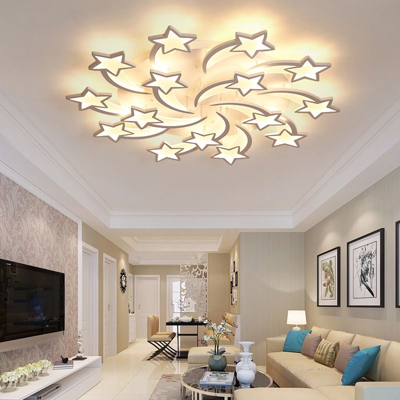 Metal Star Close to Ceiling Lighting Nordic Style LED White Ceiling Lamp