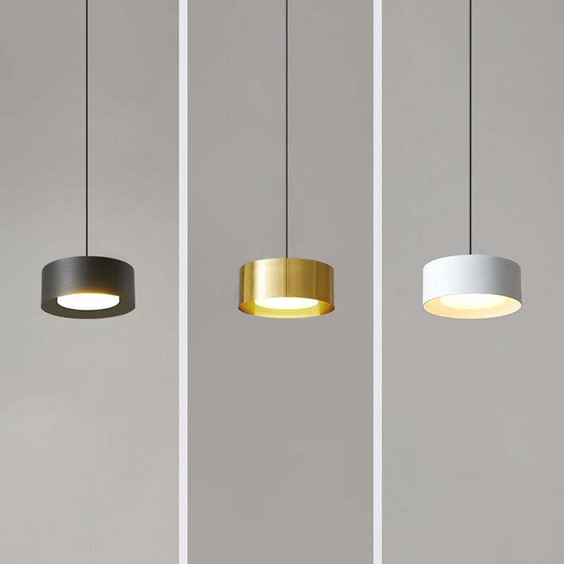 Simplicity Drum Shaped Hanging Pendant Light Metal LED Bedroom Down Lighting Pendant