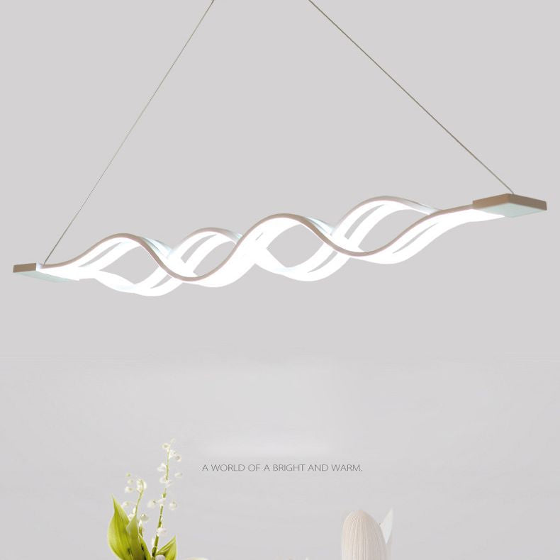 Luce isola a led a forma d'onda bianca nella moderna semplicità in ferro battuto luce a sospensione con ombra acrilica